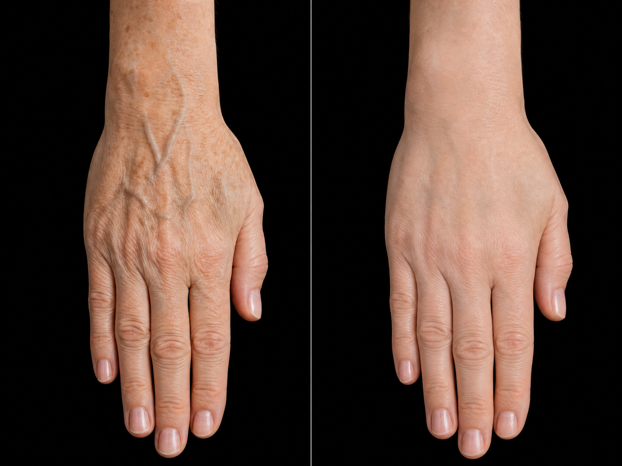 Hand before and after using YouthLift