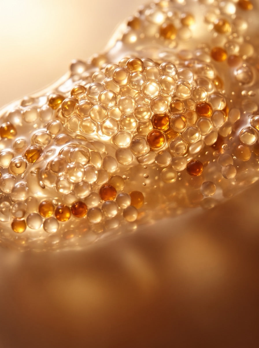 Golden retinol serum macro texture