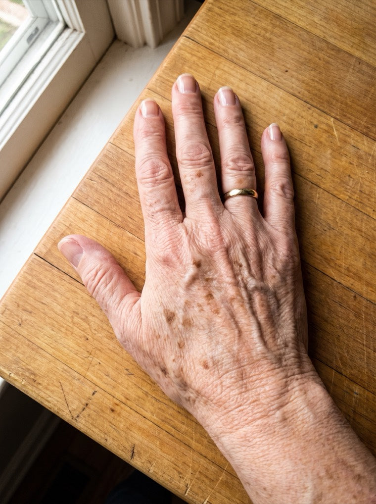 Carol's aged hand before using YouthLift